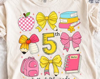 Hello Fifth Grade PNG,Hello 5th Grade Graduation Coquette Bow Digital Download,Back to School Girls Shirt Design,Teacher Student Sublimation