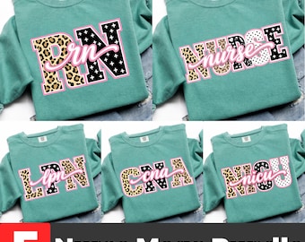 Leopard Nurse Titles Bundle PNG, Trendy Pink Rn Lpn Cna Nicu Nurse Png, Leopard Print Medical DFT Clipart, Shirt Designs (Digital Download).