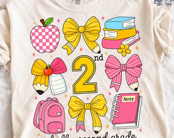 Hello Second Grade PNG,Hello 2nd Grade Graduation Coquette Bow Digital Download,Back to School Girl Shirt Design,Teacher Student Sublimation