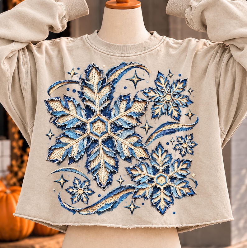 Faux Ripped Fabric Distressed Snowflake PNG, Winter Snowflake Shirt ...