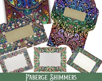 Faberge Envelopes & Invitation Card Bundle - Printable Wedding invitation cards and envelopes - Celebration cards and envelopes - PNG