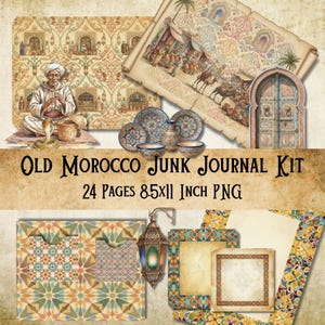 Old Morocco Junk Journal Kit - 24 Pages in PNG - Vintage Scrapbooking Bundle - Moroccan Souk Ephemera Kit - Vintage Embellishments