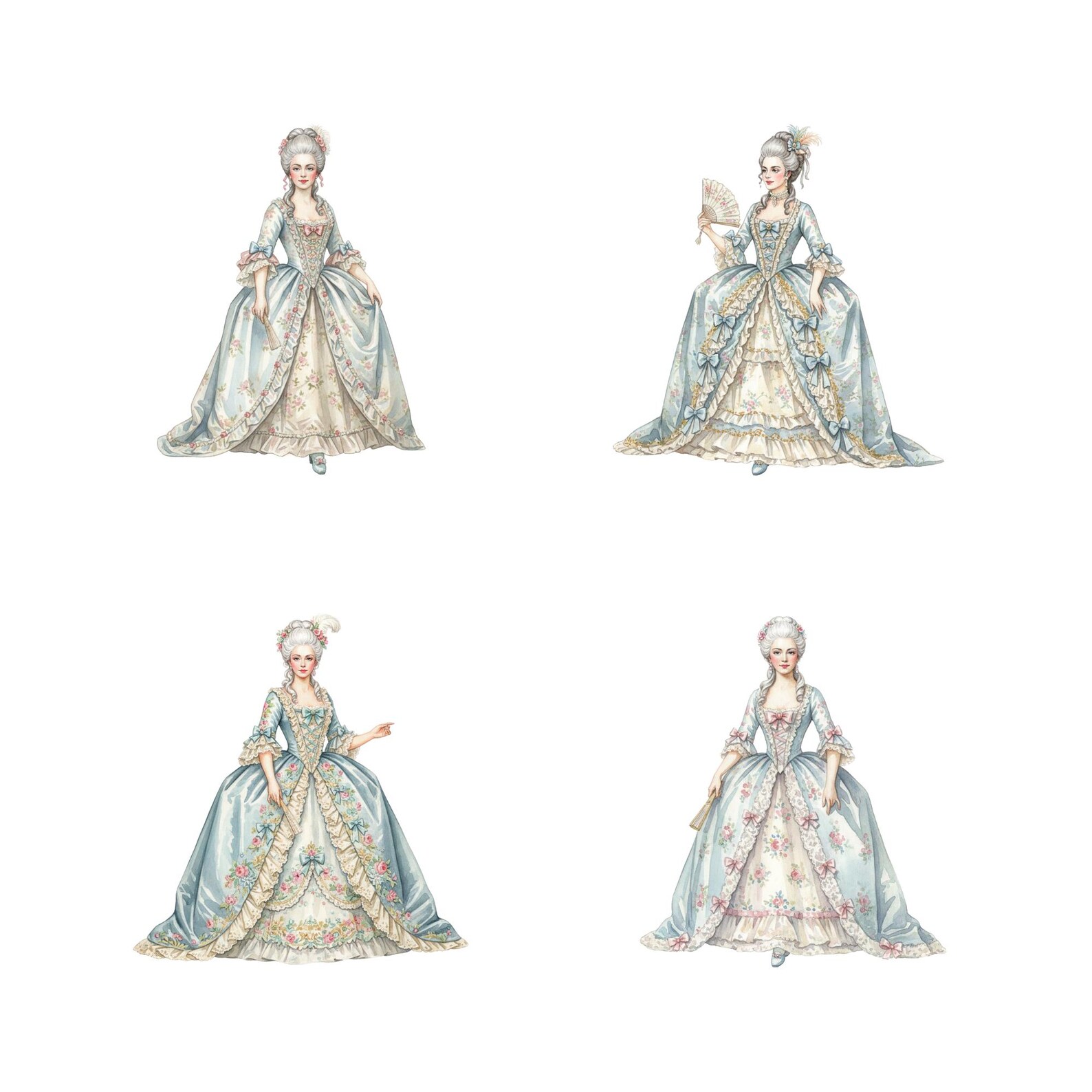 Rococo Clipart Bundle Watercolor Transparent 300DPI PNG - Etsy