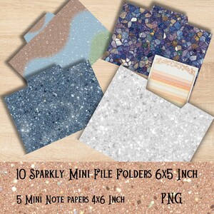 10 sprankelende minimapjes met 5 mininotitieblaadjes - Glittery Junk Journal Supply - Sprankelende digitale mappen voor scrapbooking - png