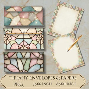 12 envelopes e papéis Tiffany - Envelopes imprimíveis para amigos por correspondência - Envelopes e papéis coloridos em estilo shabby chic - PNG