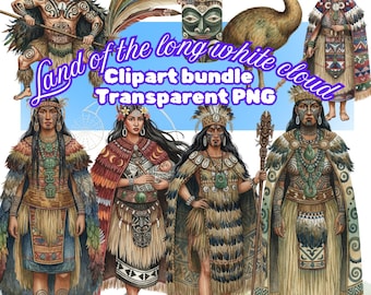 Pakiet clipartów „Maori Warriors”, plik PNG w wysokiej rozdzielczości (pobieranie cyfrowe)