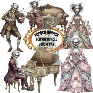 Rokoko Horror Königinnen und Könige 23 Clipart Bundle Aquarell transparent 300DPI PNG