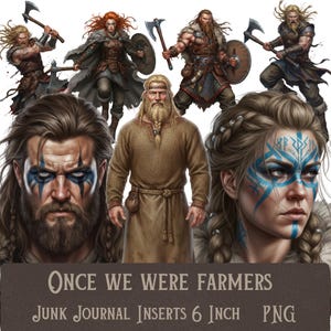 30 Vikings Junk Journal Paper Dolls 6 inch - Vintage ephemera scrapbooking supply - PNG