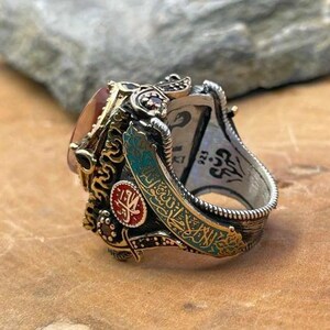 Mens Ring Seal of Solomon Kalima Turquoise Gemstone 925 Sterling Silver ...