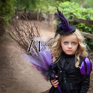 Witch Costume for GIRLS Halloween, Wicked Witch dress like the Wicked Witch of the West in purple and black image 1