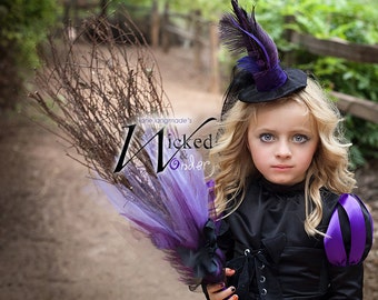 Witch Costume for GIRLS Halloween, Wicked Witch dress like the Wicked Witch of the West in purple and black