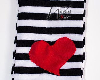 Peanut Big Top Lalaloopsy Tights Black and White striped with Red Heart for Children