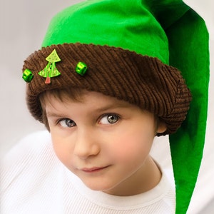 Christmas Elf Hat Jingle Bells for Christmas Holiday,  Kids Personalized Christmas Elf Hat Jingle Bell Hat Elf Cap in green & brown for kids