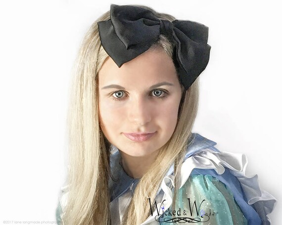 ALICE IN WONDERLAND Black Bow Headband Hair Accessory, Alice in