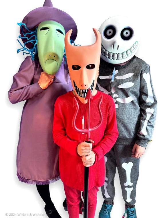 Barrel Costume: Custom Kids Nightmare Before Christmas Skeleton | Trick-or-treat Set W/ Lollipop & Mask | Lock Shock Barrel Halloween Outfit