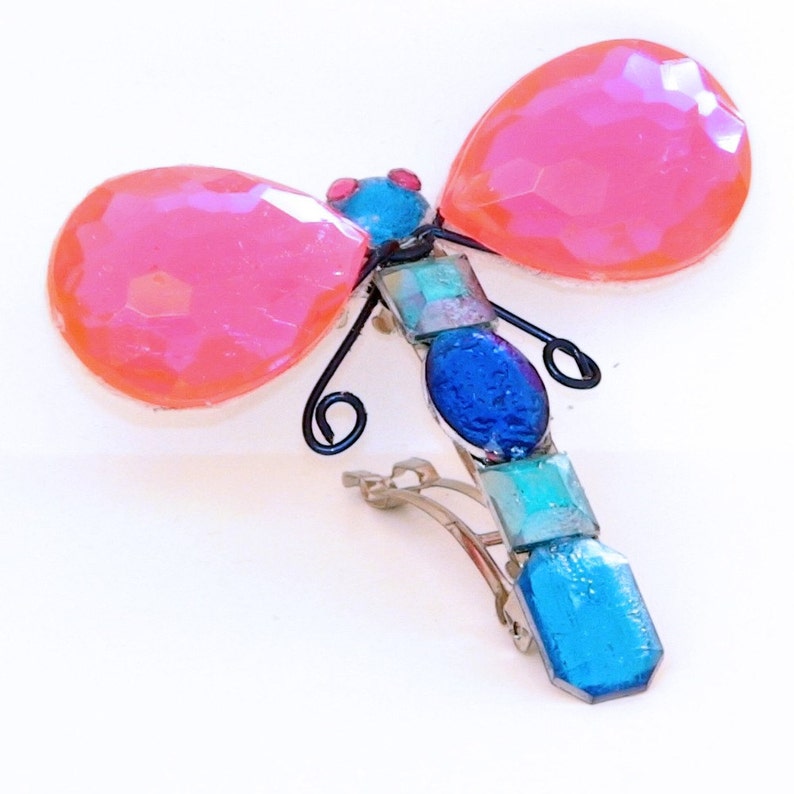 Coraline Dragonfly Barrette for Halloween Costume Wicked & Wonder in Pink and Blue image 3