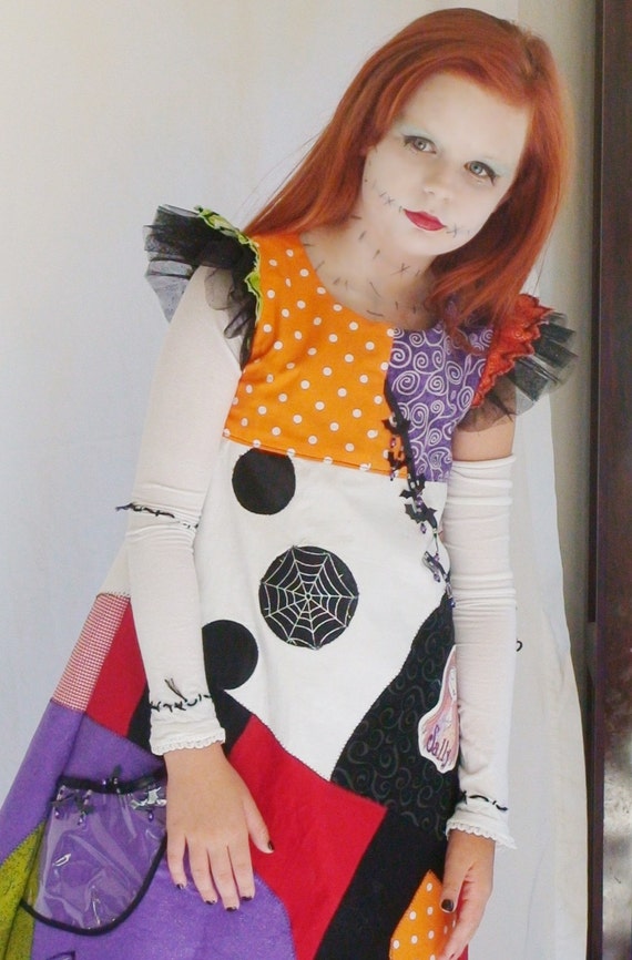 Nightmare Before Christmas Sally Dress for Girls Halloween, Nightmare Sally Halloween Costume girls dresses sally patchwork dress