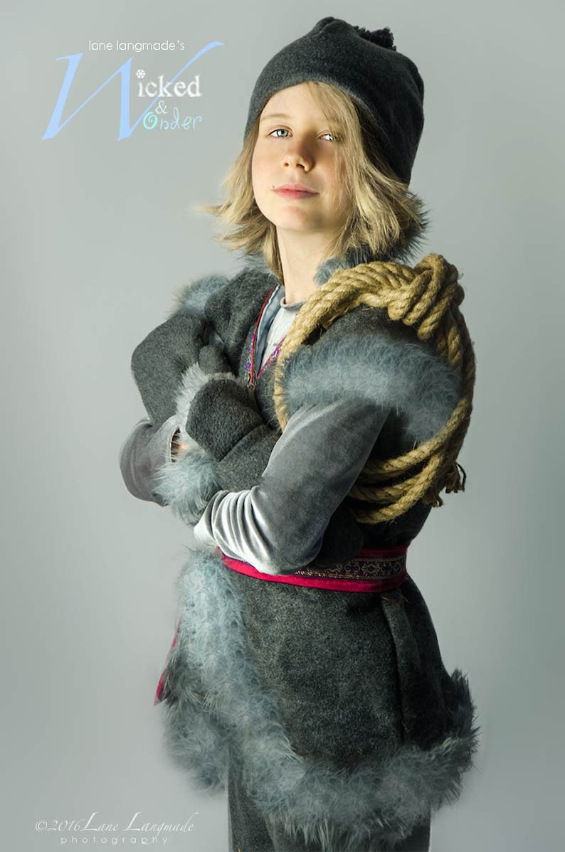 Kristoff Costume Accessories Handmade custom Gray Snow Hat and Mittens Disney Frozen Accessories for boys Costume for Halloween Winter wear