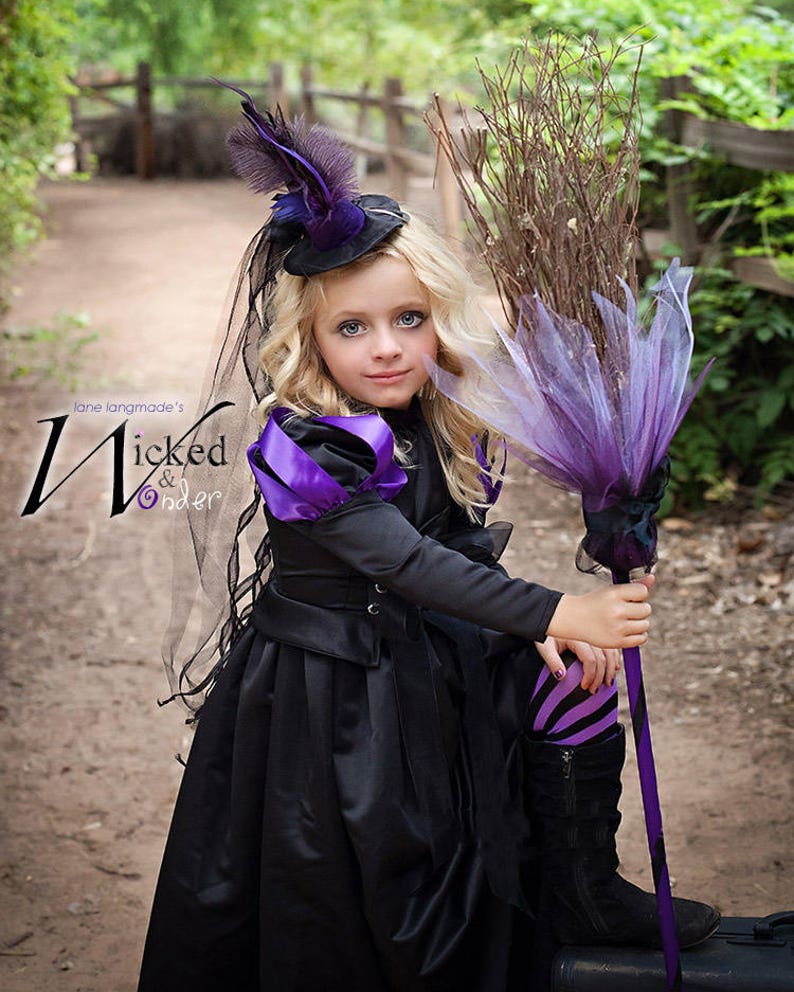 Witch Costume for GIRLS Halloween, Wicked Witch dress like the Wicked Witch of the West in purple and black image 2