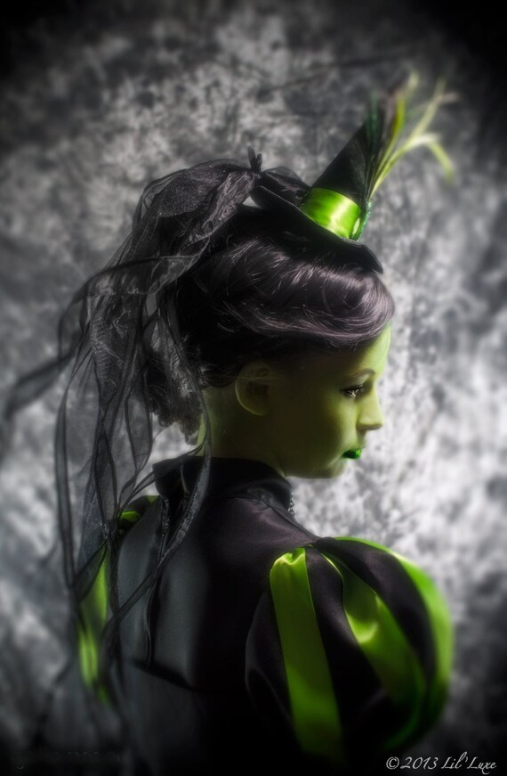 Witch Hat for Wicked Witch of the West of Oz or Wicked Costume for Girls and Womens Halloween Costume in Black and Green.