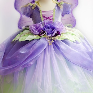 FAIRY DRESS -- Lilac Purple Fairy Princess Custom dress for girls, purple & green fairy costume, kids fantasy fairy gown, purple pixie dress