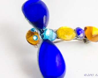 Coraline Dragonfly Rhinestone Barrette Hair Clip Blue Wings  for Halloween Costume or Cosplay