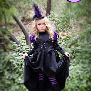 Witch Costume for GIRLS Halloween, Wicked Witch dress like the Wicked Witch of the West in purple and black image 5