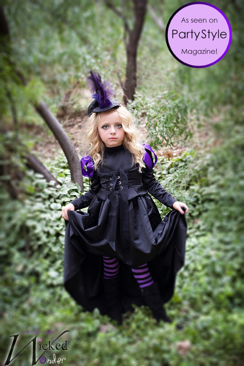 Witch Costume for GIRLS Halloween, Wicked Witch dress like the Wicked Witch of the West in purple and black image 5