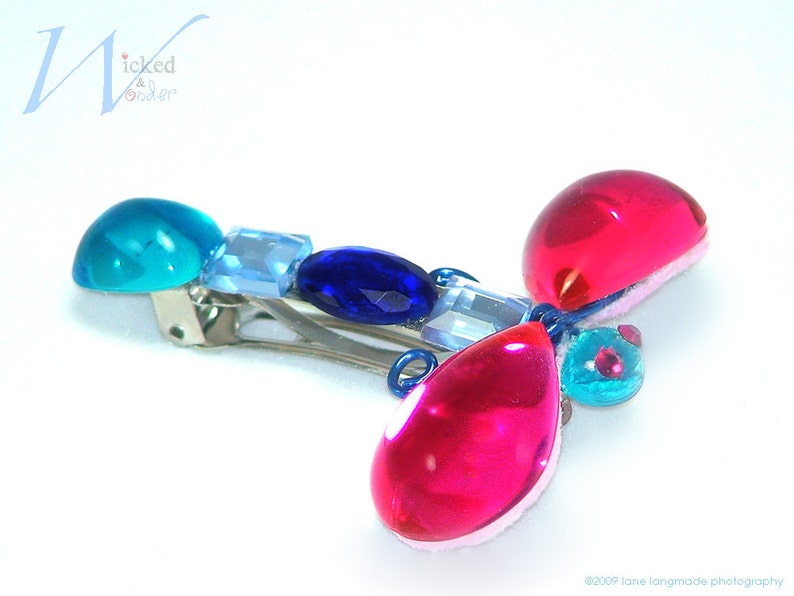 Coraline Dragonfly Barrette for Halloween Costume Wicked & Wonder in Pink and Blue image 1