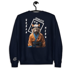 NARUTO CAT SHIRT | Soft Warm Sweatshirt | Ninja Cat Shirt | Manga Streetwear | Ideal Customizable Ninja Konoha Headband Design Sweatshirt