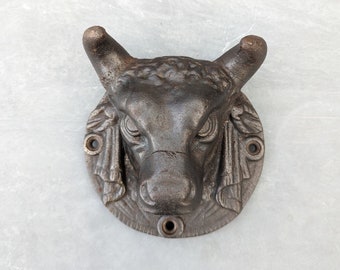 Vintage Cast Iron Bull Head Wall Plaque Decoration Heavy Duty Ranch