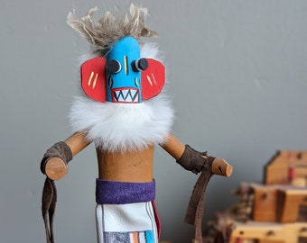 Vintage Ogre Katsina Kachina Doll 10 inches original signed