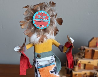 Vintage Sun Face Dancer Kachina Doll Native American Handcrafted Signed 10 inches