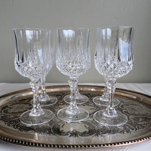 Set of 6 Cristal d'Arques LONGCHAMP White Wine Glasses | French Crystal