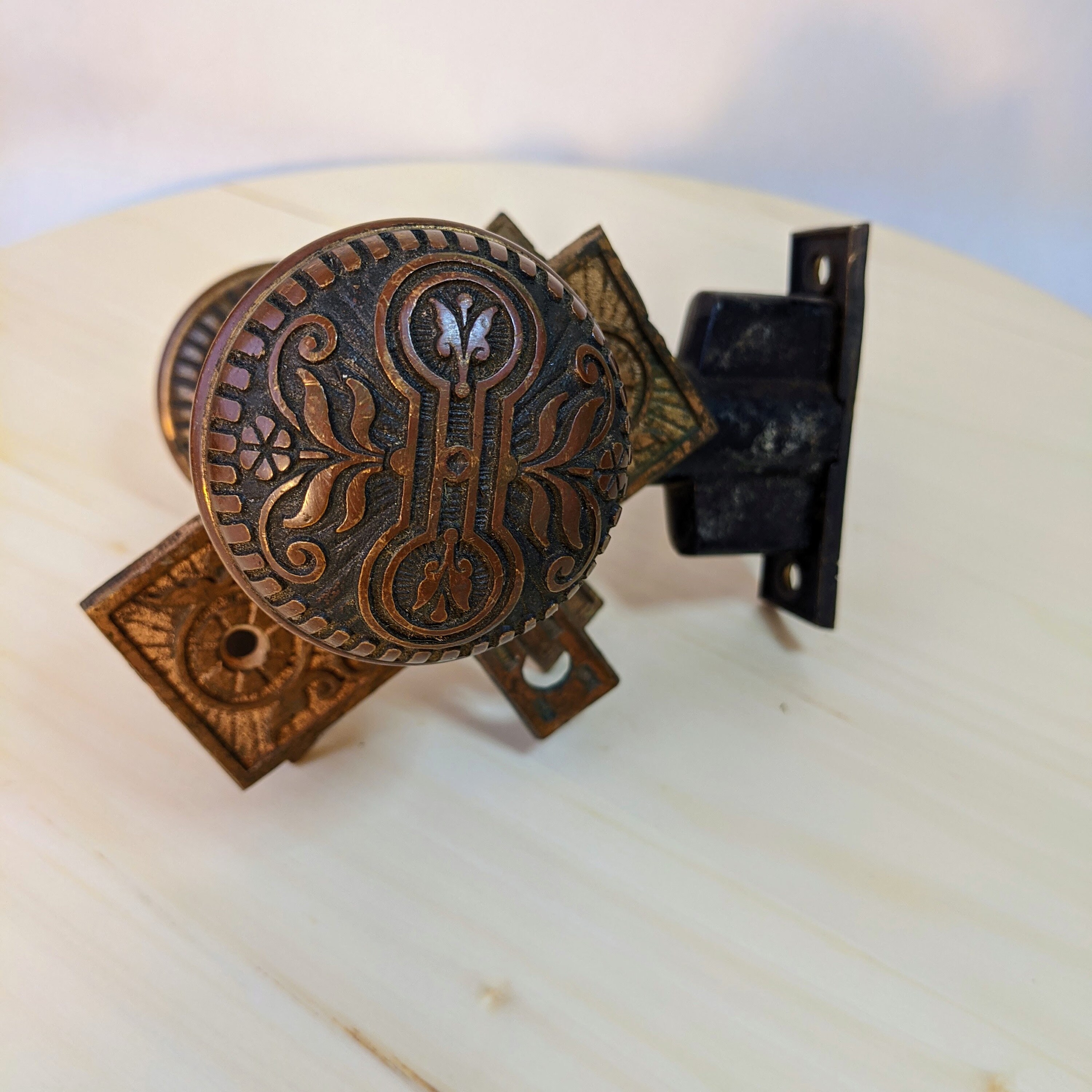 Conjunto de perilla de puerta interior ornamentado antiguo | Etsy