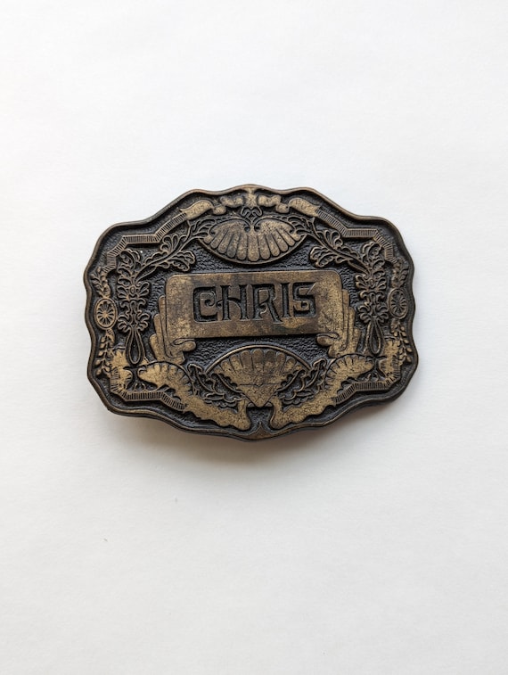 Vintage 1970s Oden Personalized Brass Belt Buckle 