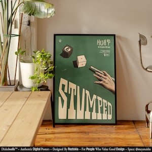 Stumped, einzigartige digitale Wanddrucke, Retro-Wandkunst, 8-Ball-Druck, 90er Jahre Poster zum Herunterladen, kreatives digitales Plakat, Pool-Kunst