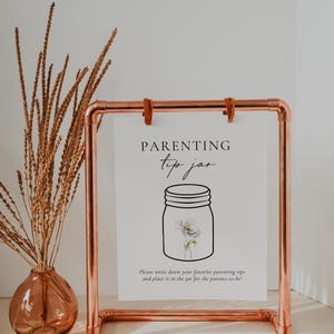 Baby in Bloom Parenting Tip Jar Card, Advice for Parents Card, Tips for Parents-To-Be, Shower Activity Sign, Baby Shower Game Printable SB02