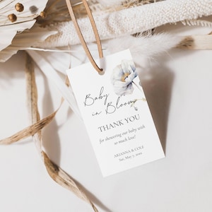 Baby in Bloom Thank You Tags, Spring Baby Shower Gift Tag Template, Wildflower Favor Tags Editable, Boho Garden Flower Shower Decor SB02