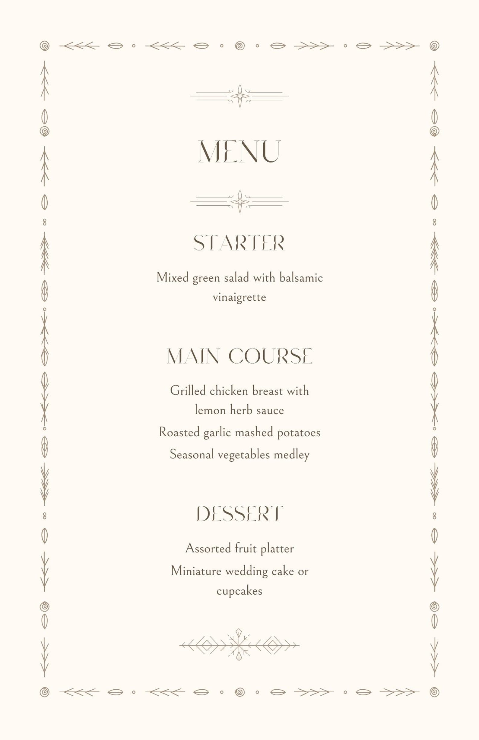 Wedding Template Menu Template Elegant Etsy