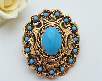Vintage 1940 West German Brooches>made in West Germany,turquoise