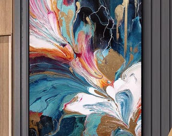 9 Hand-painted original flower art abstract, floral oil painting abstract, blossom artwork, abstract painting on canvas, abstract wall decor