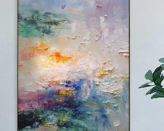 Original Mediterranean Oil Painting Coastal Landscape Decor