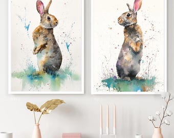 Original Hand-Painted Bunny Rabbit Oil Painting, Nursery Wall Art, Storybook Charm, Kids Room Decor