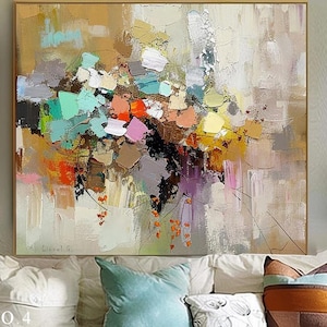 Pinturas abstractas grandes originales hechas a mano con textura, arte mural de flores sobre lienzo, decoración para sala de estar