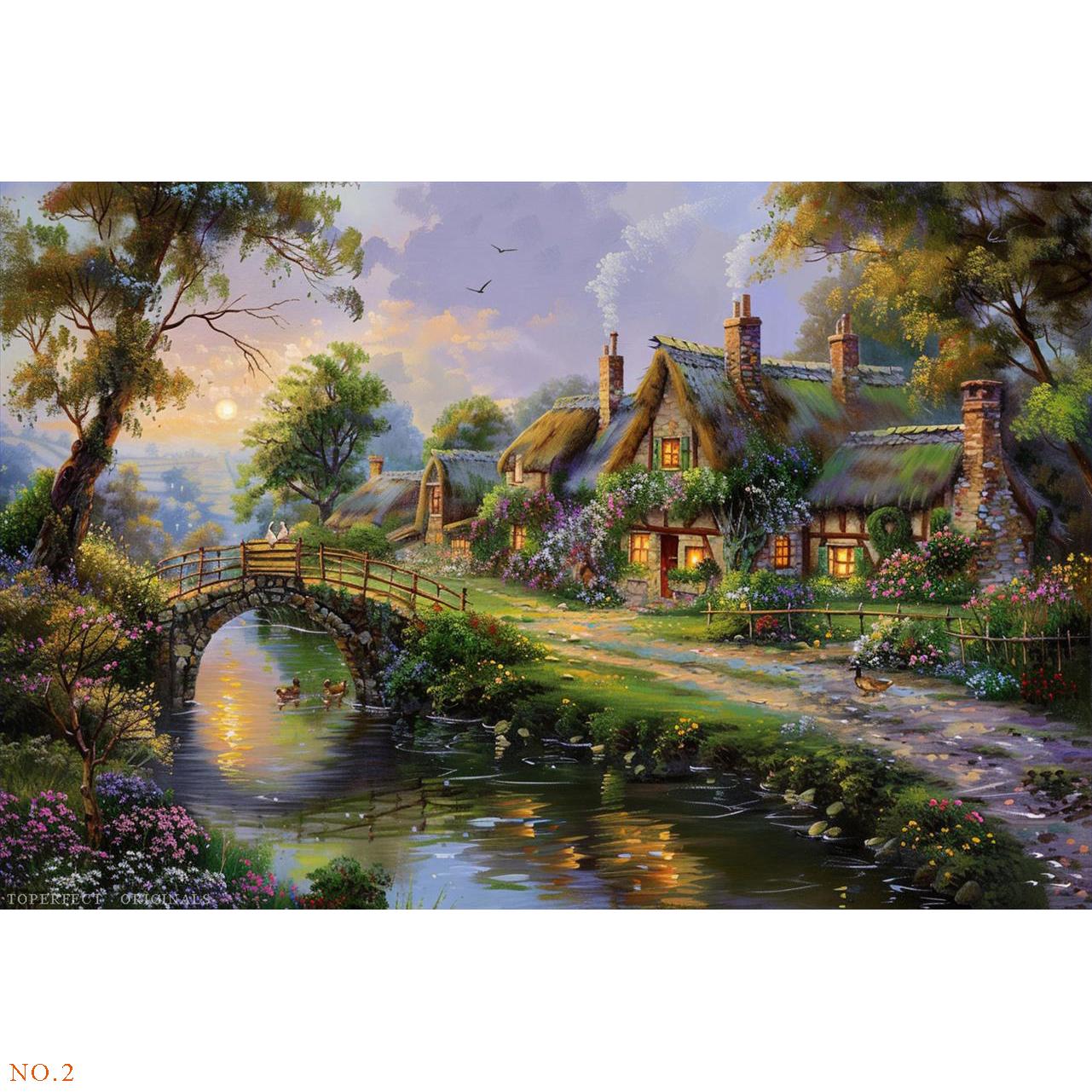 8枚のハンドメイドオリジナルマウンテンアート絵画 トーマスキンケード