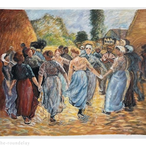 8 Handmade Camille Pissarro idyllic canvas art reproductions of peasant women, large wall painting copy, countryside harvest wall art canvas