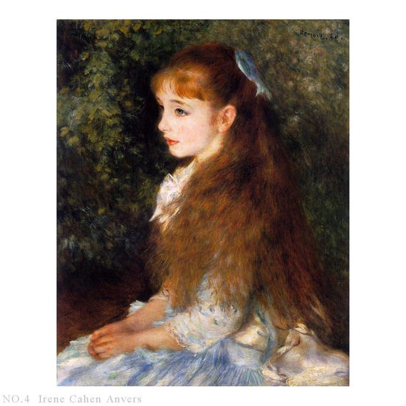 20 Handmade Pierre-Auguste Renoir Oil Paintings  Woman in Blue Dress, Girl  Portraits Art Canvas