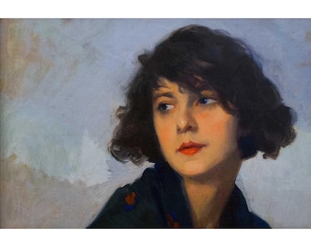 9 hand painted vintage woman portrait oil paintings, classic moody art canvas, French decor