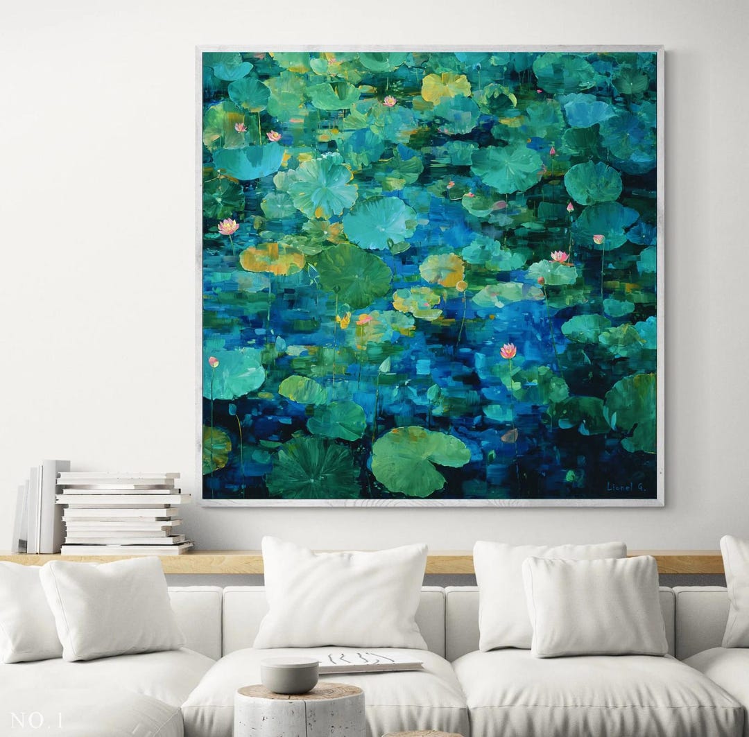 11 Hand Painted Original Oil Paintings of Lotus Pond & Water Lilies ...
